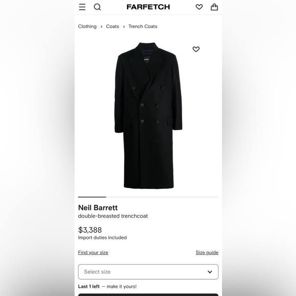 I have a beautiful Neil Barrett luxury coat retail for $3400 - Picture 2 of 16